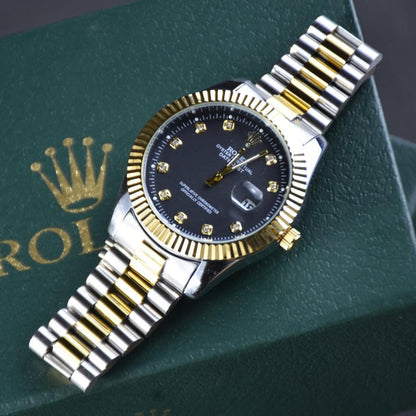 Rolex two tone black dail watch